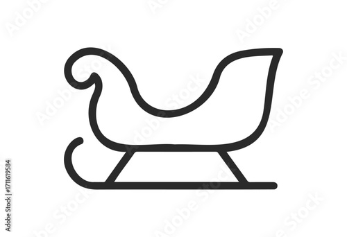 Minimalist outline of a traditional sleigh icon in black and white - stock vector