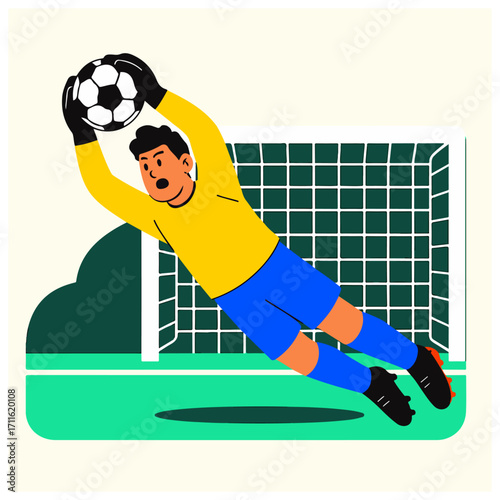 Goalkeeper Diving Save – Soccer Match Action
