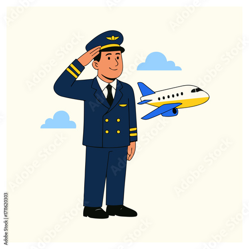 Airline Pilot Salute — Aviation Career & Travel Vector