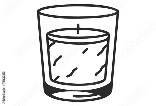 Simple line art glass containing water with clean minimalist outline - stock vector