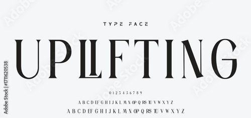 Elegant Font Uppercase and Number. Classic Lettering Minimal Fashion Designs. Typography modern serif fonts regular decorative vintage concept. vector illustration.