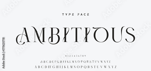 Elegant Font Uppercase and Number. Classic Lettering Minimal Fashion Designs. Typography modern serif fonts regular decorative vintage concept. vector illustration.