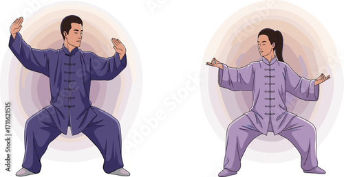 Tai Chi martial arts training, traditional Chinese exercise, balance and focus, wellness movement, cultural fitness, meditation, slow motion pose
