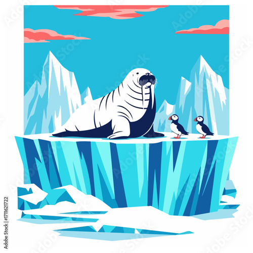 Walrus on Iceberg – Polar Ocean Wildlife Scene
