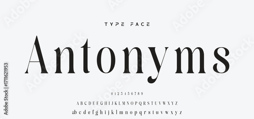 Elegant Font Uppercase and Number. Classic Lettering Minimal Fashion Designs. Typography modern serif fonts regular decorative vintage concept. vector illustration.
