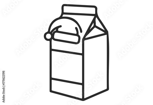 Simple line art of milk carton with open lid - stock vector