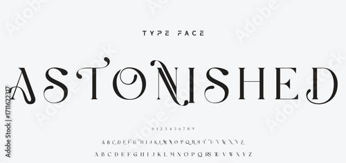 Elegant Font Uppercase and Number. Classic Lettering Minimal Fashion Designs. Typography modern serif fonts regular decorative vintage concept. vector illustration.