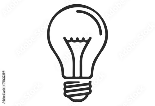 Simple line art light bulb icon for innovation and ideas - stock vector
