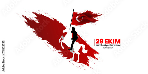 29 Ekim Cumhuriyet bayramı kutlu olsun benner. translation: Happy october 29 Turkey Republic Day. Vector illustration