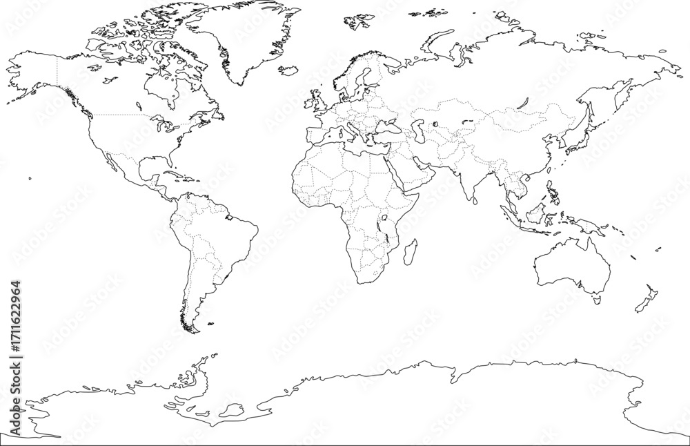 Obraz premium Outline World Map Vector