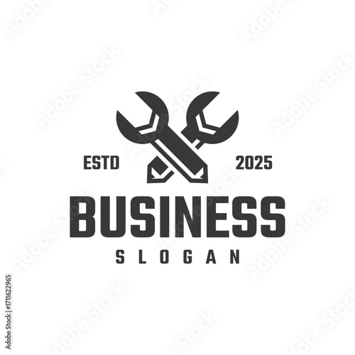 wrench pencil mechanic logo vector