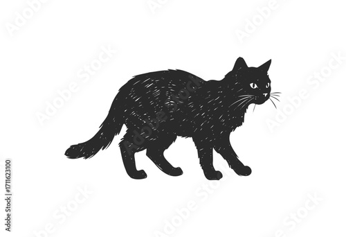 Silhouette of a black cat - stock vector
