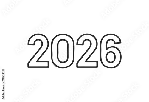 Black outline number 2026 - stock vector