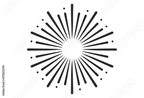 Starburst light theme with radiating lines and dots in circular design - stock vector