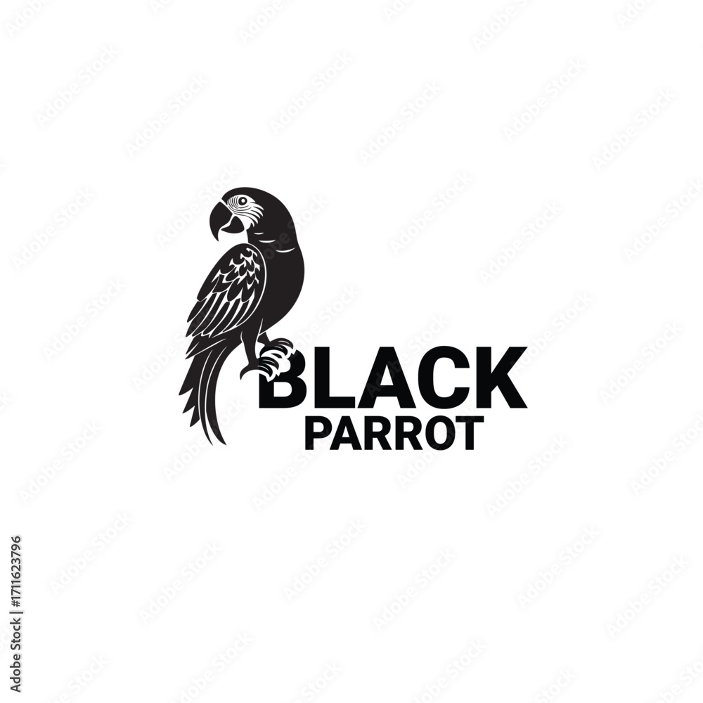 Fototapeta premium Black parrot illustration design