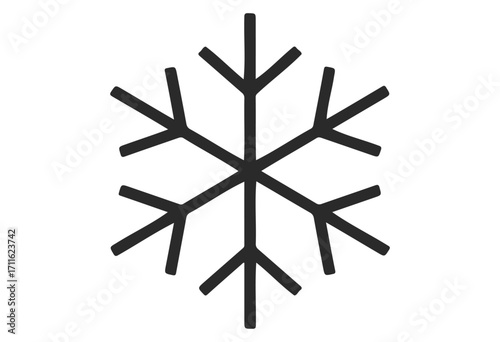 Simple black snowflake icon - stock vector