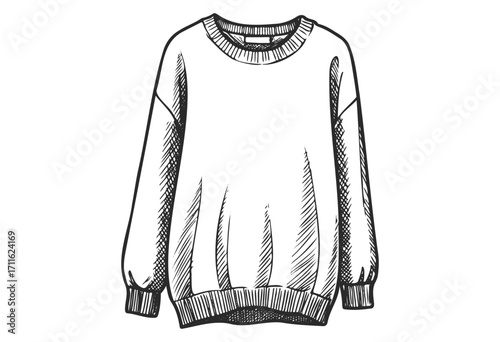 Hand-drawn cozy sweatshirt sketch - fashion apparel illustration - stock vector