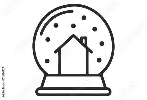 Minimalist black and white snow globe with house design - stock vector