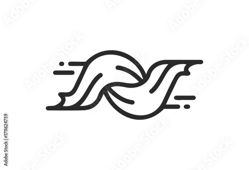 Abstract twisting ribbon design with motion effect - stock vector