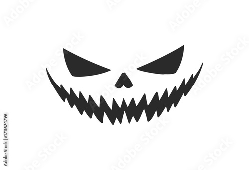 Grinning jack-o'-lantern face with sharp teeth - stock vector