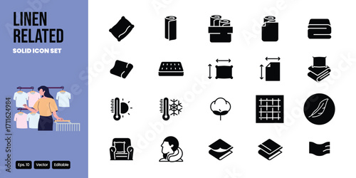 linen related solid icon set vector design good for web and mobile app