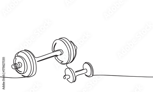 Line Art Dumbbell and Hand Weight Illustration