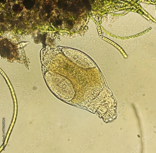 фотографія Brightfield micrograph of rotifer at 500x magnification