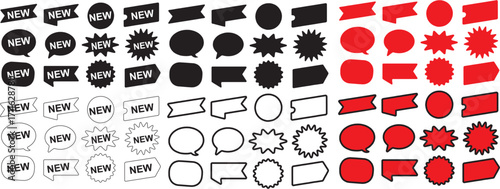 Speech bubbles and shapes vector set. Editable outline icons of chat, message, cloud, starburst, and label frames for communication, web, and graphic design.