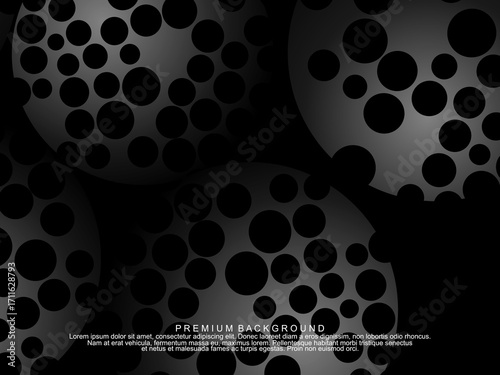 Black background with gradient black 3D abstract ball pattern with hole texture, suitable for digital technology themes, modern, etc.