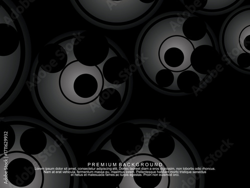 Black background with gradient black 3D abstract ball pattern with hole texture, suitable for digital technology themes, modern, etc.