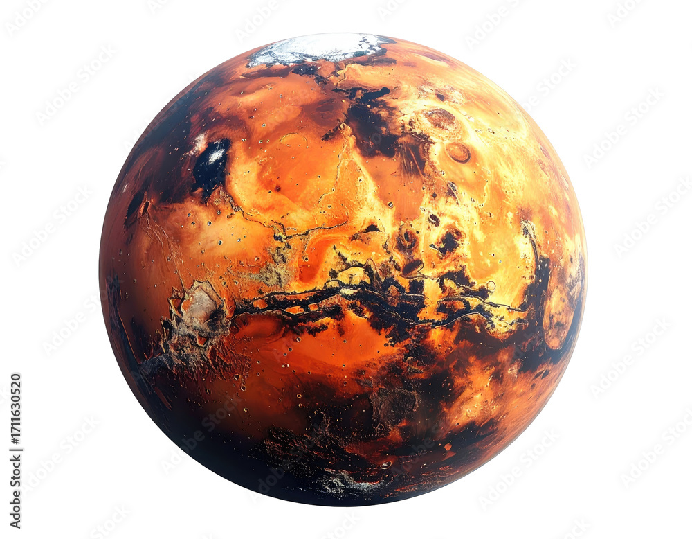 Fototapeta premium A fiery, detailed view of a planet