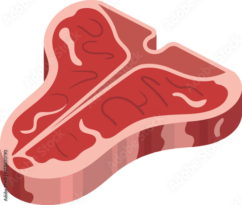 T bone steak raw meat cut freshness culinary ingredient isolated vector