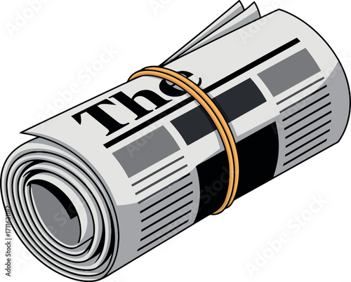 Rolled newspaper headline daily news information publication media vector