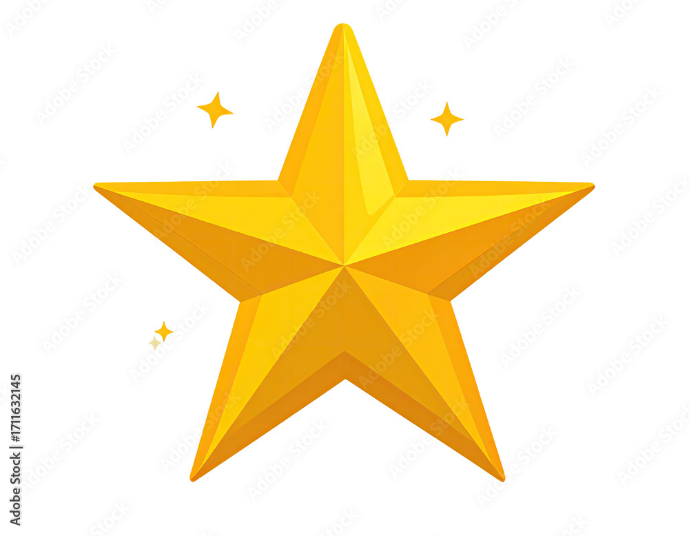 Fototapeta premium A golden star with sparkling highlights