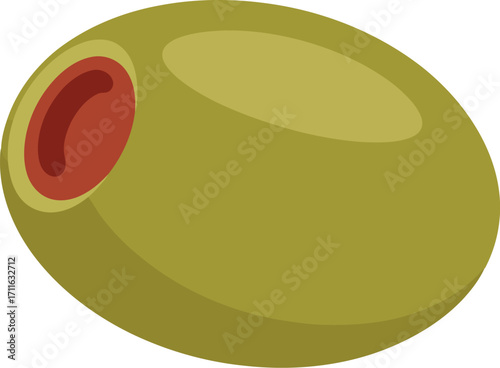 Single green olive pitted healthy food ingredient vector