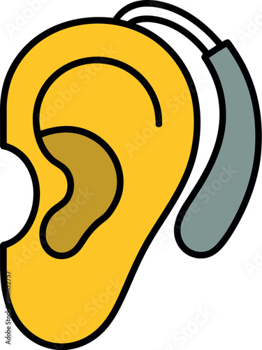 Hearing aid for auditory health and communication assistance icon vector