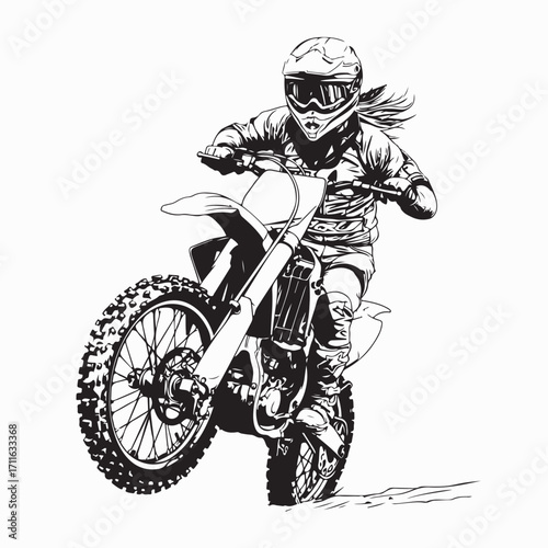 Woman Motocross Racer Vector Image on white background