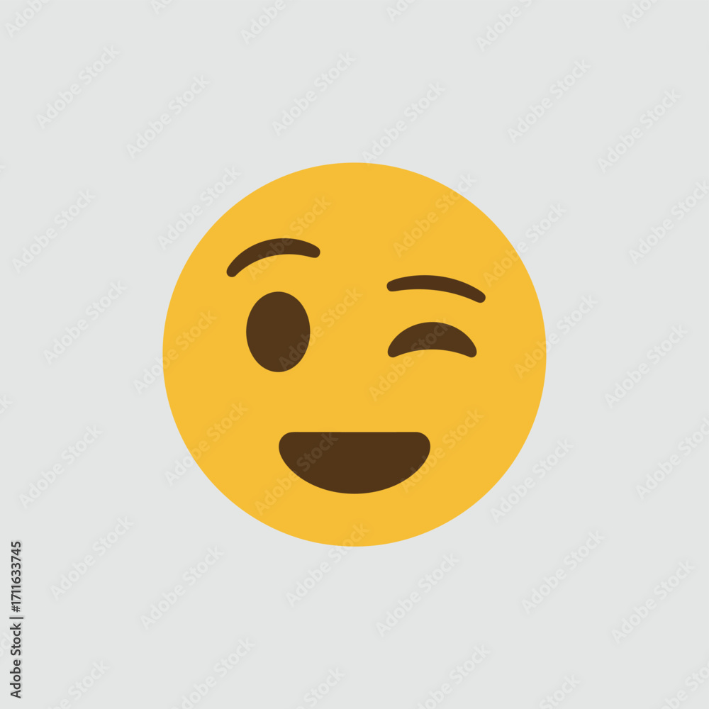 Fototapeta premium Winking smiley face icon graphic fun expressive communication digital art vector