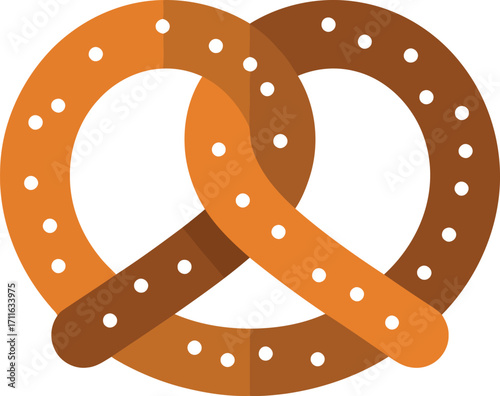 Golden pretzel snack isolated fresh baked dough delicious bakery treat vector