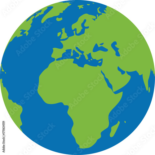Planet earth globe africa europe continent blue green vector vector