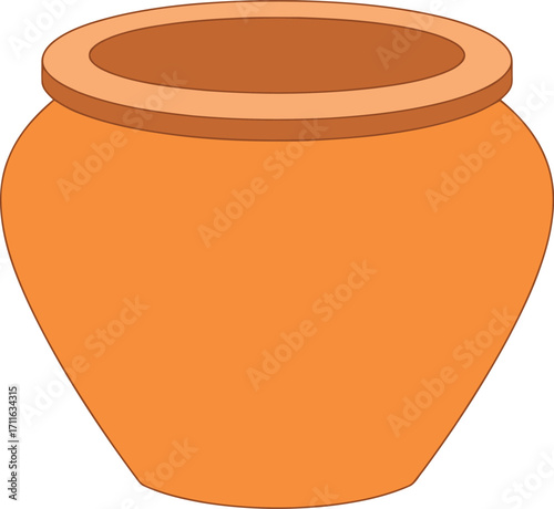Terracotta pot isolated simple ceramic vase for plants and decoration vector