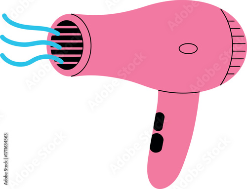 Pink hair dryer blowing air stylist tool vector