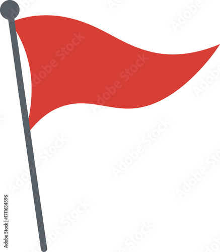 Red flag waving on pole symbolizing warning alert success caution vector