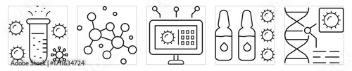 Pathology icons set. Vector editable stroke.