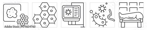 Pathology icons set. Vector editable stroke.