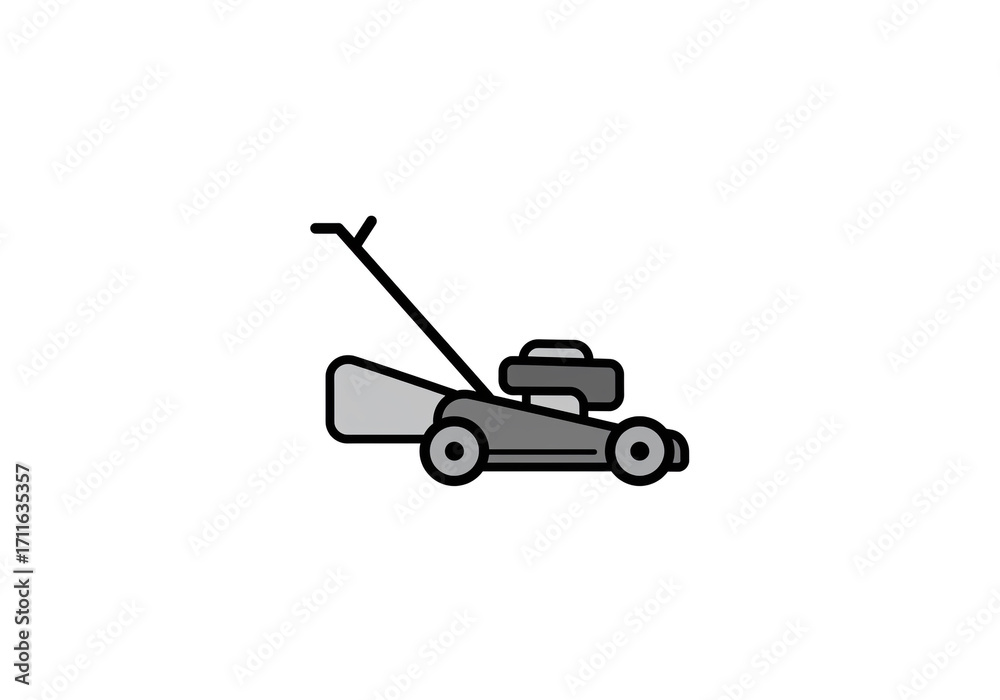 Fototapeta premium Modern lawn mower icon for landscaping and garden maintenance services