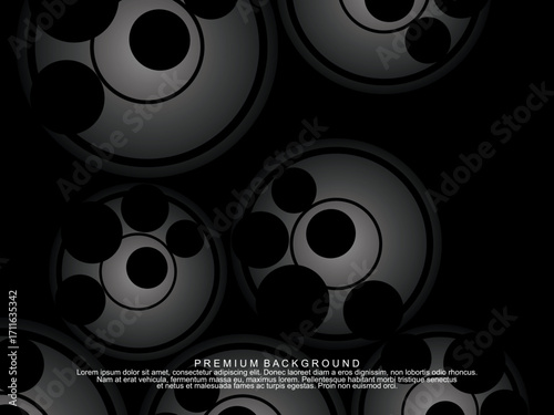 Black background with gradient black 3D abstract ball pattern with hole texture, suitable for digital technology themes, modern, etc.
