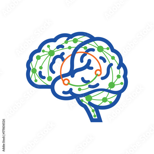 Conceptual illustration of a human brain merging with a digital circuit board representing artificial intelligence and machine learning