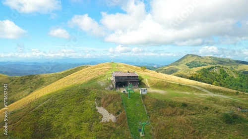 Aerial view, taken by a drone, of the Appennines mountains in the region named of “Quattro Province” (Four Provinces); is a mountain area between Lombardy, Piedmont, Emilia and Liguria Regions.