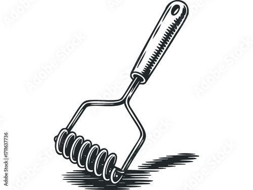 Vintage Potato Masher Tool. Vector hand drawn illustration
